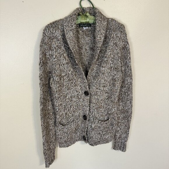 Eddie Bauer Womens Wool Blend Cardigan Shawl Collar Sweater Medium Open Knit - Picture 8 of 8